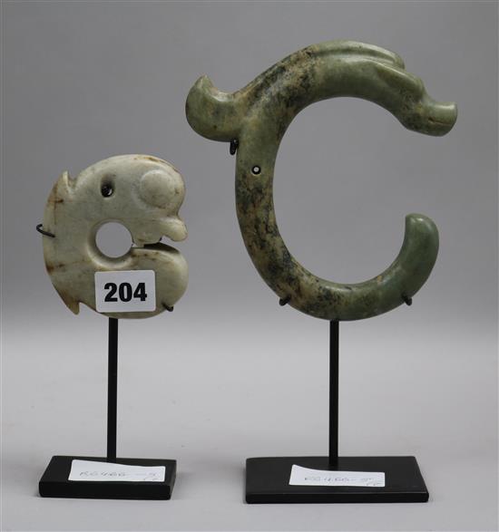 Two Chinese stone carved pendants